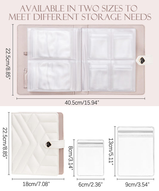 Homde Women Travel Jewelry Box: Traveling Organizer for Ring Necklace Bracelet - Storage Book with Plastic Pouches for Friend Sister Mother