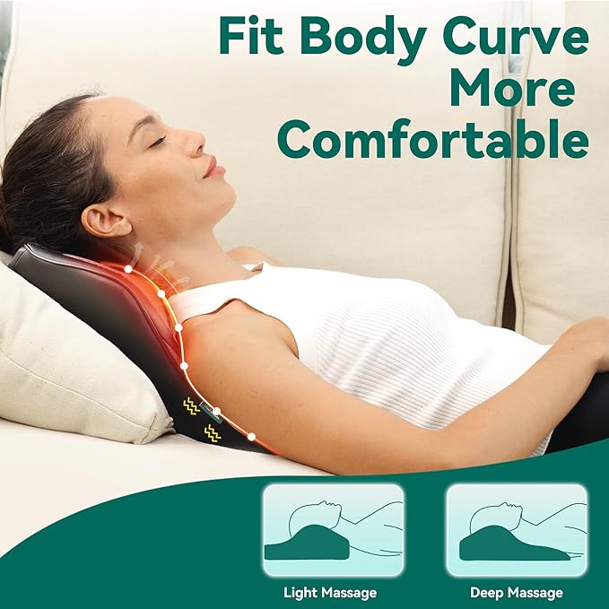 Snailax Back Massager for Back Pain Deep Tissue, Shiatsu Neck Back Massager with Heat, 3D Kneading Chair Massage Pillow, Neck Shoulder Massage, Gifts for Mom, Dad, Women