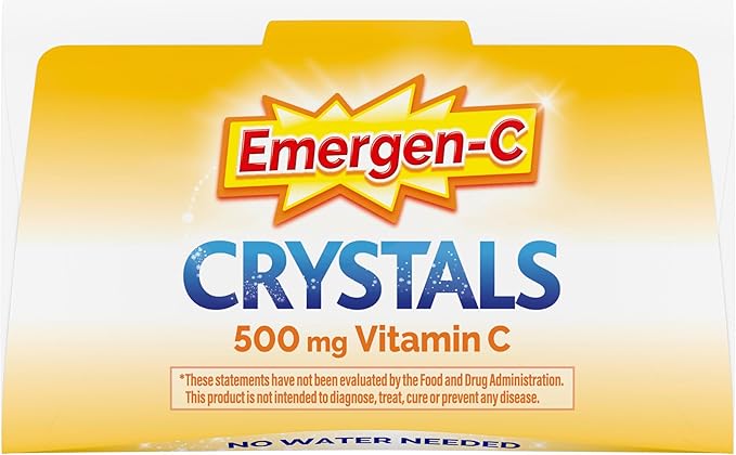 Emergen-C Crystals, On-the-Go Emergen-C Immune Support Supplement with Vitamin C, B Vitamins, Zinc and Manganese, Orange Vitality - 56 Stick Packs