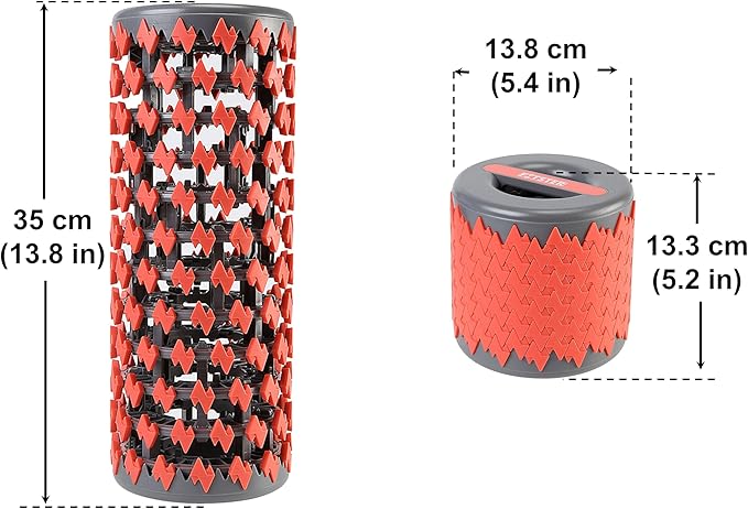 Collapsible Foam Roller for Exercise and Recovery (13 Inches), Easily Portable at 5.5 inches (Red)