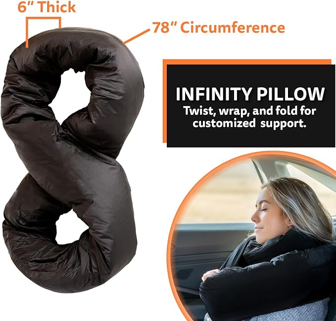 Ripstop Outdoor Camping Pillow 3-in-1, Versatile Lightweight Nylon Waterproof Stadium Blanket, Ultralight Backpacking Essentials, Travel Set - Black and Orange