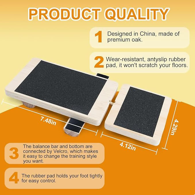 Ankle Foot Strengthener Balance Board for Sprained Ankle, Physical Therapy, Plantar Fasciitis Relief, Balance Training, Stability Exercises, Attached Instruction Manual