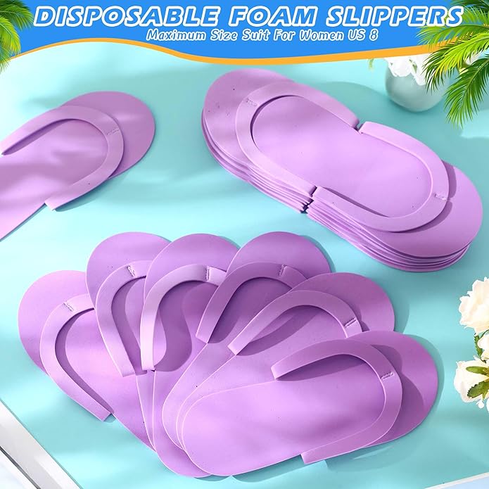 JenPen 60 Pairs Disposable Pedicure Slippers Foam Flip Flops Disposable Flip Flops Multi Color Foldable Pedicure Slippers for Guests Salon Spa Hotel Women
