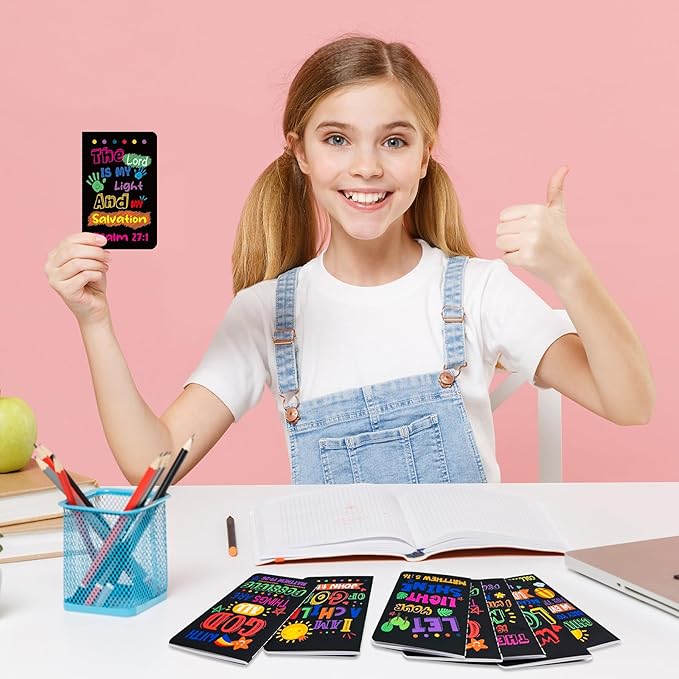 24Pcs Bible Verse Notepads,Mini Religious Pocket Notebooks Motivational Christian Small Inspirational Notepads Journals Gift Bulk Prizes for Kids Teacher School Home Travel Supplies (Bible Black)