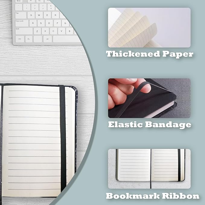 4 Pack Notebook Journal, 160 Pages Pocket Notepad with Waterproof Cover, Mini Memo Pads for Home, School, College, Office, Work, Travel (Black)