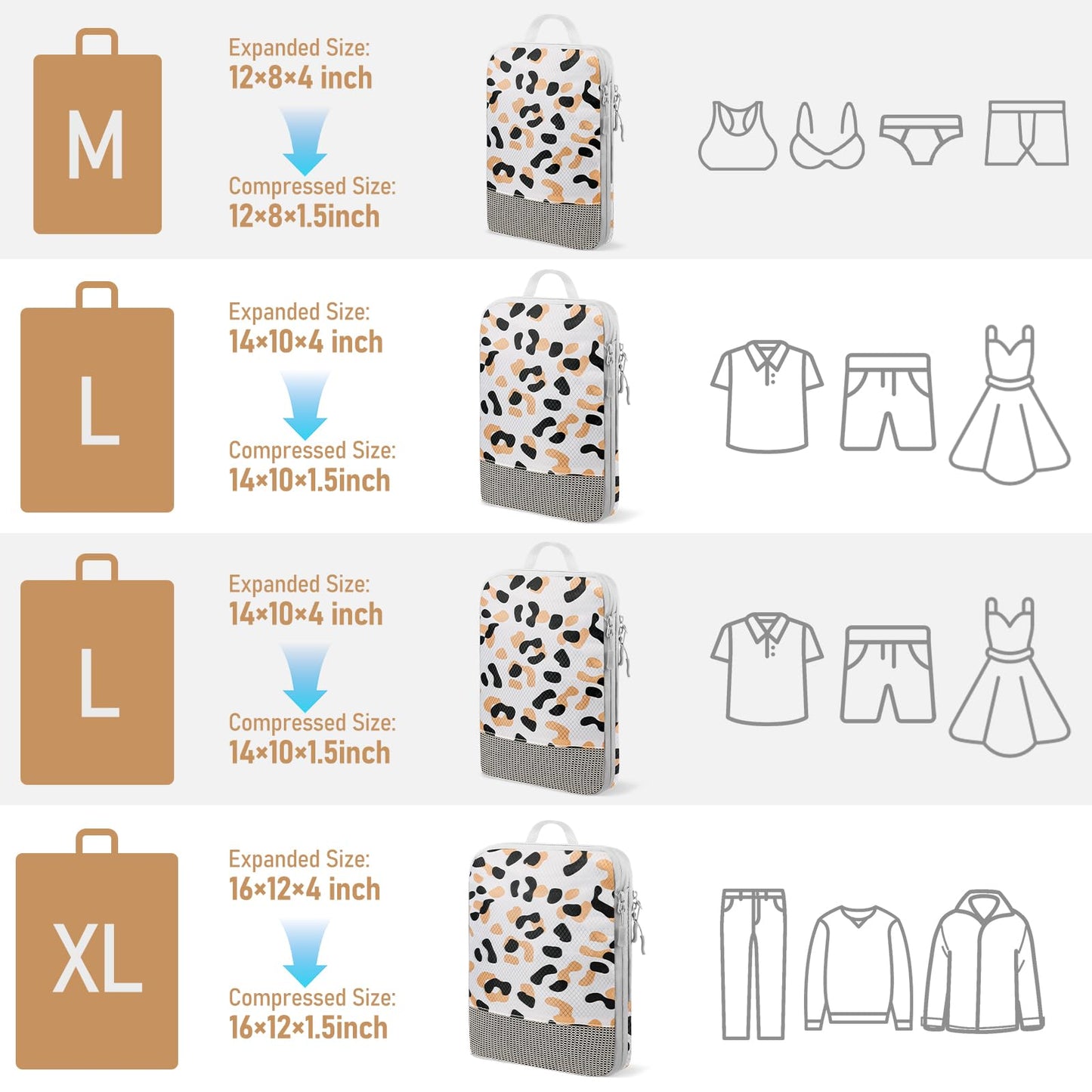 Compression Packing Cubes for Travel 4 Set Luggage Packing Organizer Bag Compressible Expandable Organizer Cubes For Carry On Luggage Suitcase Travel Essentials Accessories for Women Men