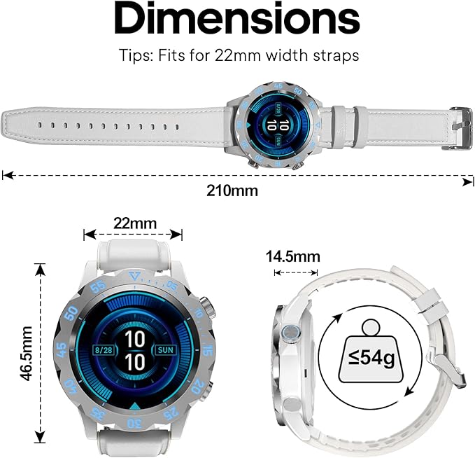 KAVVO Oyster Urban Smart Watch for Men, 46mm Fitness Smartwatch with Blood Oxygen Heart Rate Sleep Monitor, Multiple Sports Modes Tracker for Android iOS Phones (Raw White)