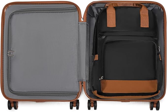 Kono Luggage Set 3 Piece Carry On Hardside Luggage with TSA Lock Spinner Wheels Carry On Suitcase Apricot Black