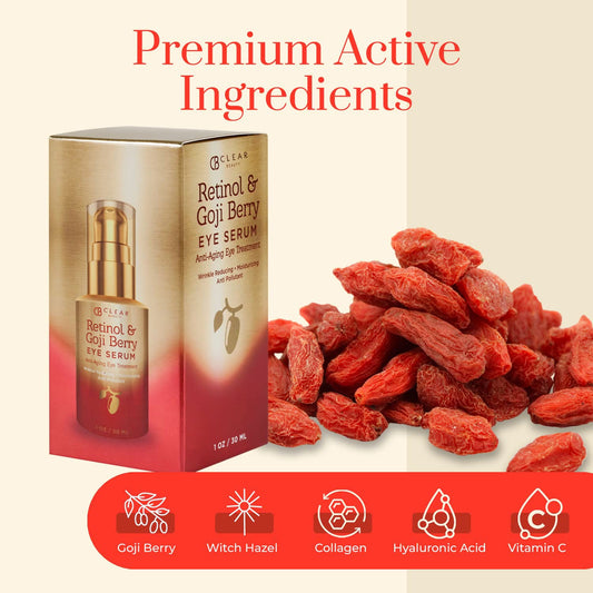Clear Beauty Retinol & Goji Berry Under Eye Serum - Dermatologist Tested, Diminishes Fine Lines, Wrinkles, Eye Bags & Dark Circles , Clean Beauty, Cruelty-Free Korean Skin Care - All Skin Types