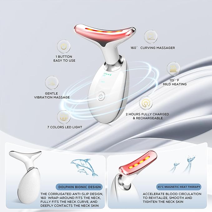 7 in 1 Face Massager Tool, Red Light Therapy for Face and Neck, Red Light Therapy Wand, Face Neck Sculpting Tool for Skin Care