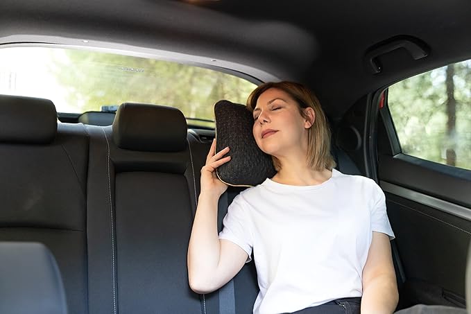 Travel & Camping Comfortable Memory Foam Pillow – Easy to Carry Portable Bag – Temperature Regulating Pillow Case (Black + Extra Cover)