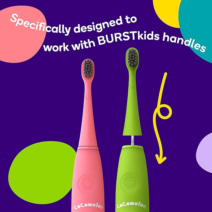 BURST Genuine Replacement Heads for Kids Electric Toothbrush (Pink/3 Pack) | Perfect Fit | Ultra Soft Bristles | 9 Months of Supply