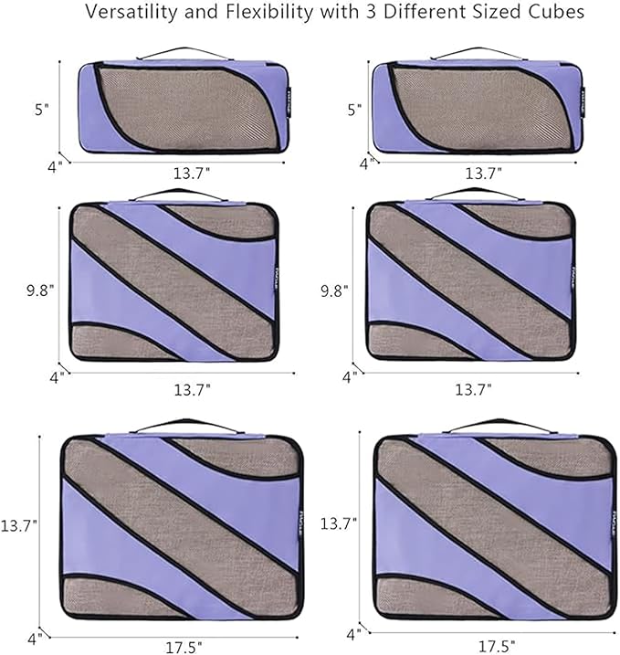 BAGAIL 6 Set Packing Cubes,Travel Luggage Packing Organizers
