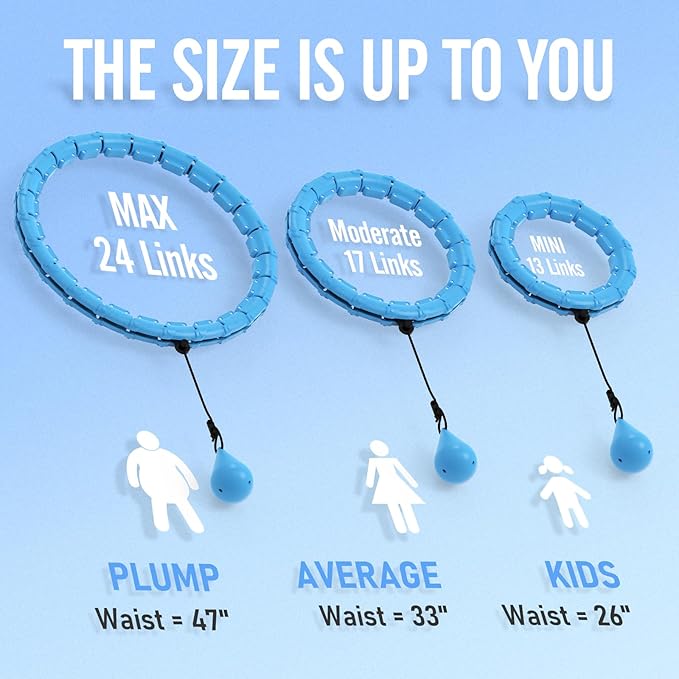 JKSHMYT Smart Weighted Fit Hoop Plus Size for Adults Weight Loss, Hula Circle-2 in 1 Infinity Fitness Hoop, 24 Links Detachable & Size Adjustable, with Waist Trainer for Women