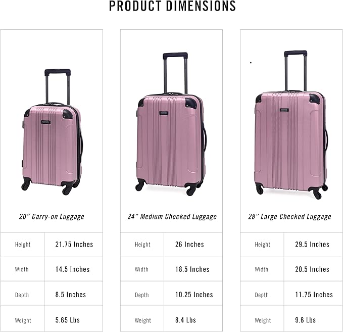 Kenneth Cole REACTION Out of Bounds Lightweight Hardshell 4-Wheel Spinner Luggage, Blush, 28-Inch Checked