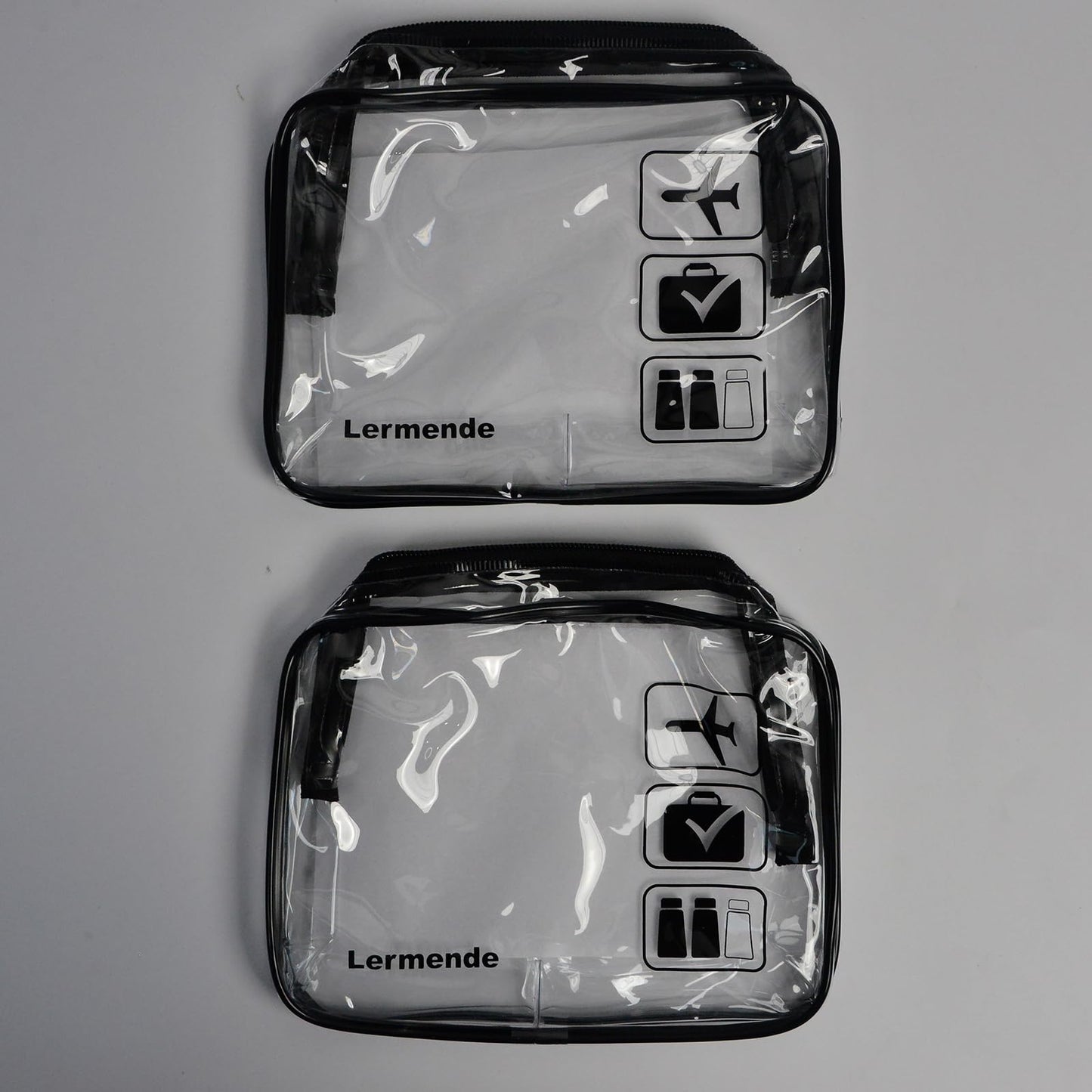 Lermende 2pcs Clear Toiletry Bag TSA Approved Travel Bag,Carry On for Travel,Airport Airline Accessories Compliant Bag,Quart Sized Makeup Cosmetic bag Women Men (Black, 2 Pack)