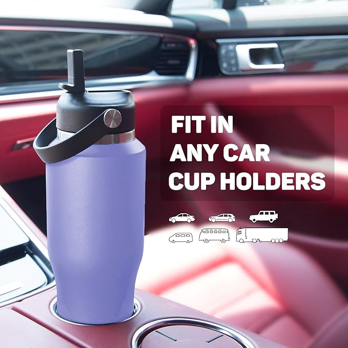 40oz Insulated Water Bottle Keep Cold 24h&Hot 12h, Double Wall Vacuum Insulated Water Bottles with Straw/Spout Lid, Stainless Steel Water Bottles that Fit in Any Car Cup Holder, Leak-proof