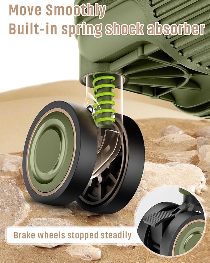 Joyway 22 Inch Carry on Luggage with Cup Holder, Hard Shell Carry-on Suitcases with Shock Absorbing Spinner Wheels, Lightweight Luggage with TSA Lock for Women Men, Green