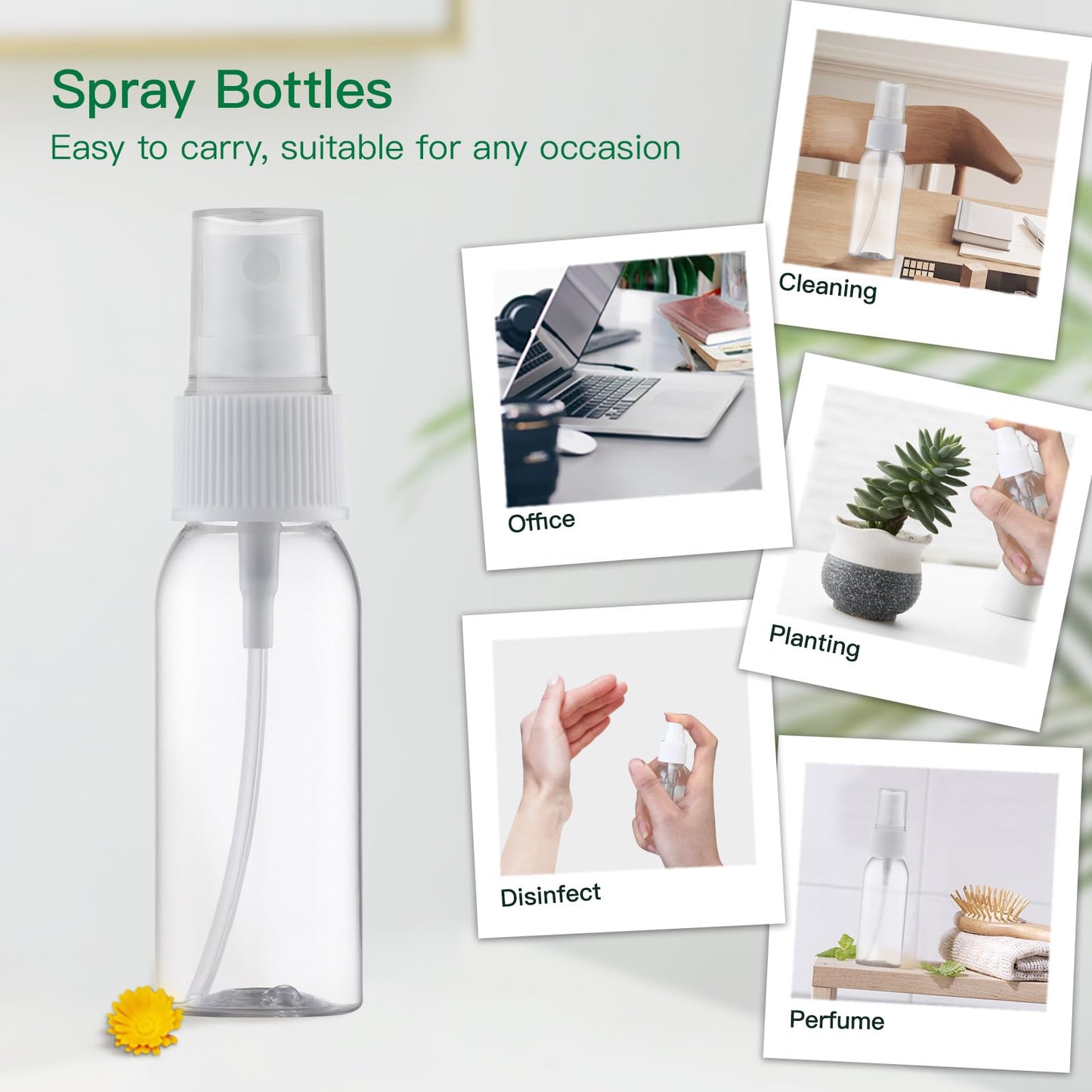 LISAPACK Plastic 1oz Spray Bottles Empty Small Mini Fine Mist Travel Size Atomizer, Tiny Sprayer for Little Perfume, Water, Cologne, Alcohol, Samples (12pcs, clear, 30ml)