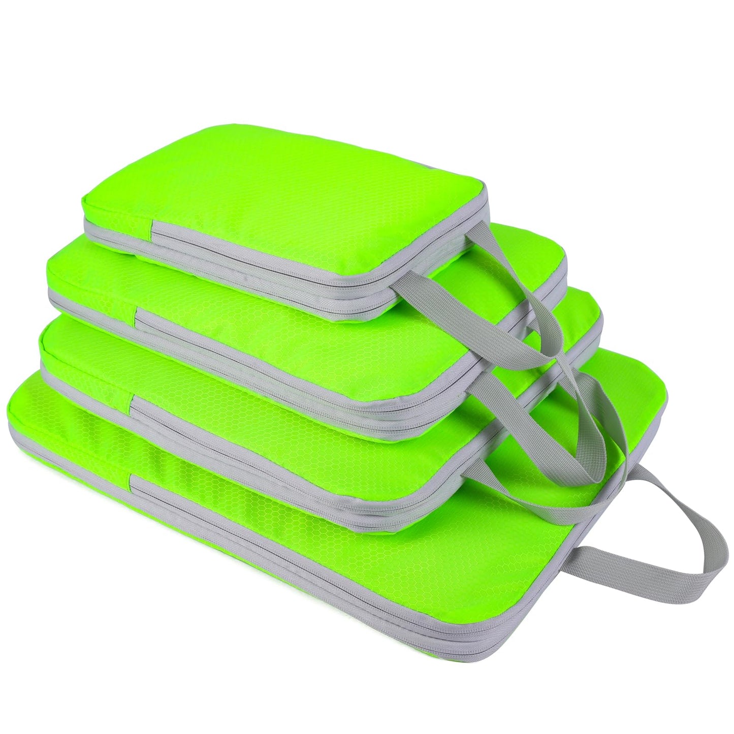 COVAX 4 Set Compression Packing Cubes, Travel Luggage Organizers and Storage Packing Cubes, Fluorescent Green
