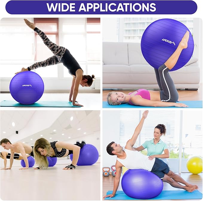 APEXUP Yoga Ball Exercise Ball Anti Slip Heavy Duty for Fitness, Balance & Core Workout