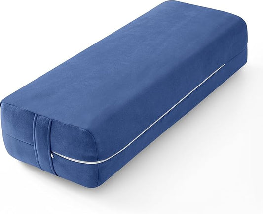 Rectangular Yoga Bolster - Meditation Pillow with Washable Suede Cover, 27"X10" X5.5"