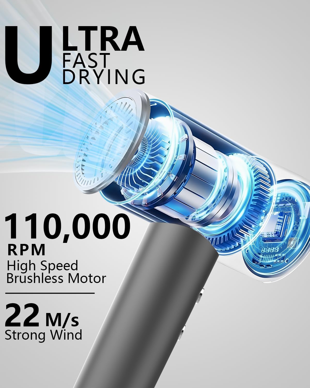 MORECOO Hair Dryer, High-Speed Travel Blow Dryer for Fast Drying, Professional 200 Millions Ionic Hair Dryers for Women with 4 Temp & 2 Speed Mode, Low Noise Compact Hair Dryer for Men with ALCI Plug