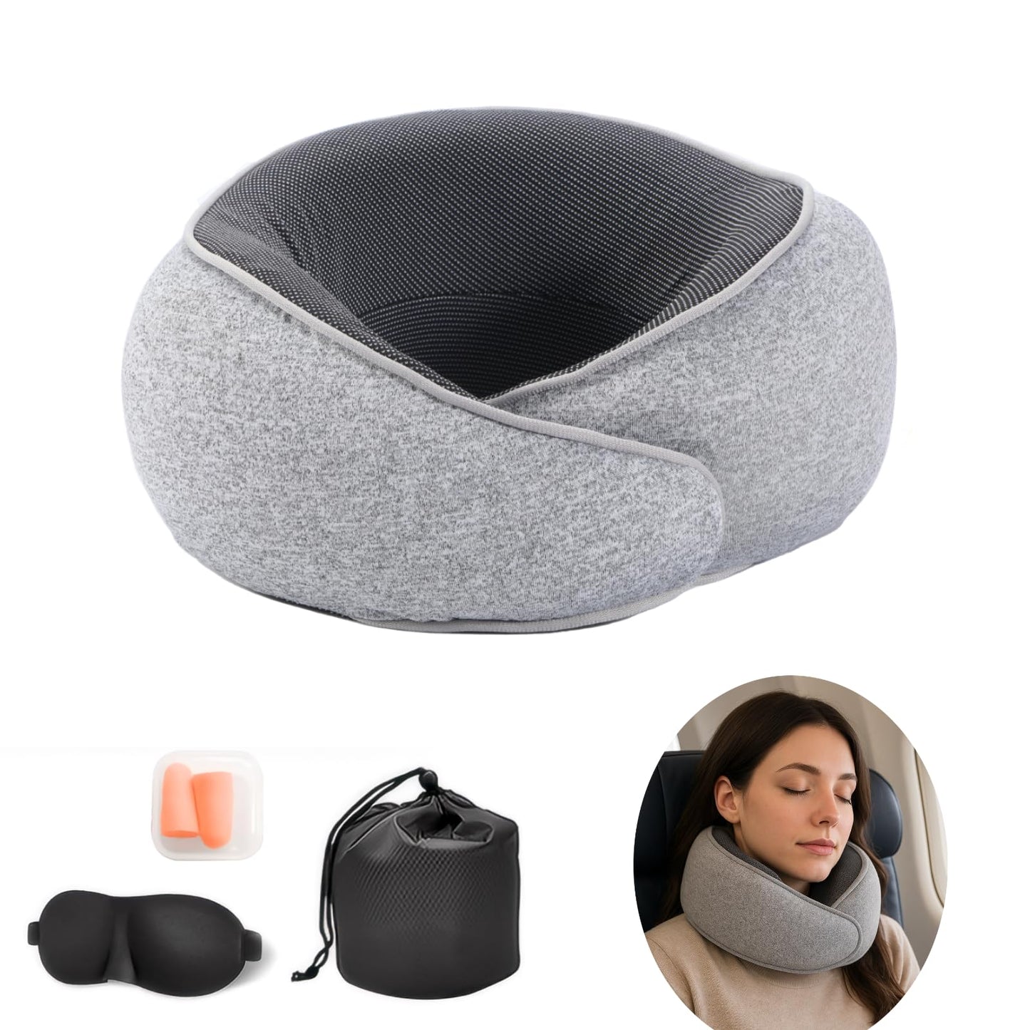 WYCWYQDR Neck Pillow for Traveling,Premium Memory Foam Travel Pillow, Removable Washable Neck Pillow Cover， Suitable for Airplanes,Offices and Cars