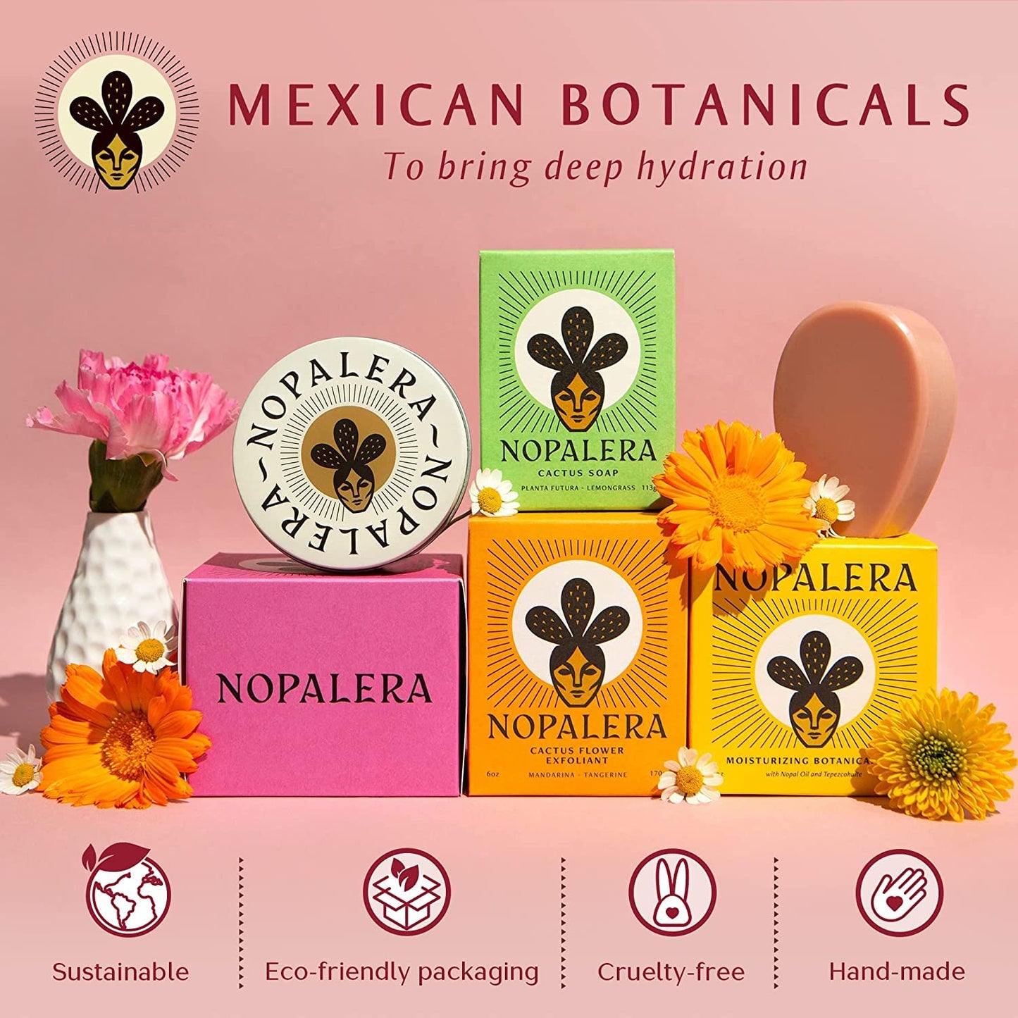 Nopalera Bar Soap, Lemongrass Essential Oils - Natural Body and Face Cleanser, Moisturizing and Exfoliating, Soft Skin Care Made With Clean, Vegan Ingredients, 4 oz