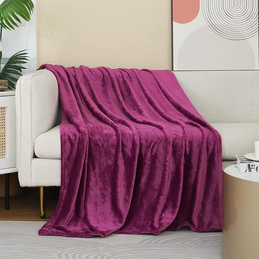 JIAHANNHA Purple Throw Blanket Fleece Blanket 50"x60",Super Soft Cozy Plush Throw Blanket for Couch Sofa Bed,Warm and Lightweight Bed Blankets for Adults