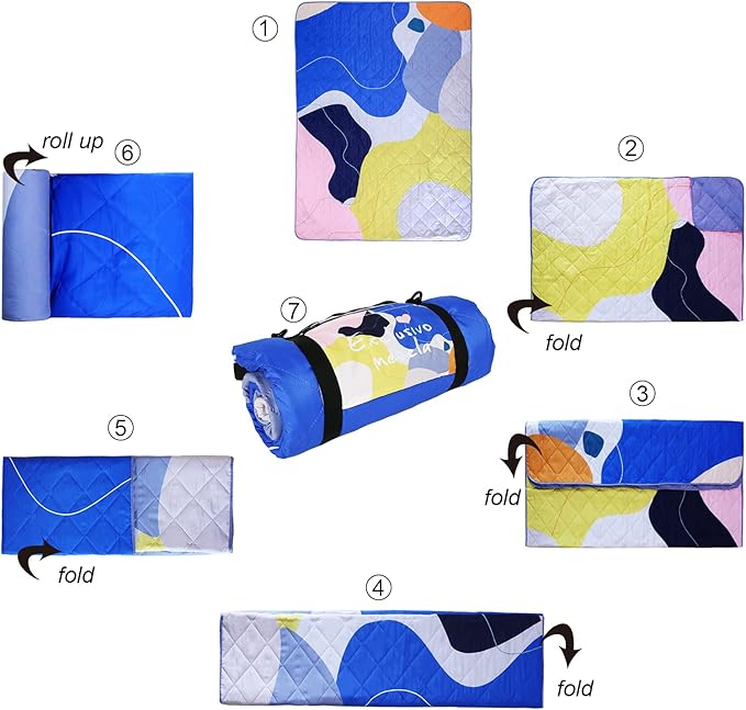 Exclusivo Mezcla Waterproof Picnic Blanket 60x80 Inches Large Multicolor Floral Polyester Sandproof Modern Camping Blanket