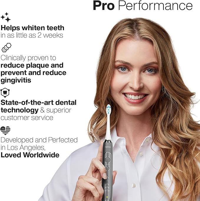 Aquasonic Vibe Series PRO – Ultra-Whitening Electric Toothbrush – 5 Modes & Smart Timers – UV Sanitizing Base – ADA Accepted (Charcoal Metallic)
