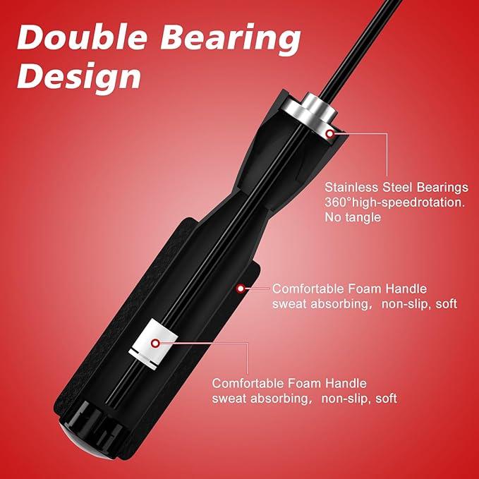2 In 1 Cordless Jump Rope, Tangle-Free Adjustable Skipping rope for Fitness for Women Men and Kids, Adjustable Weighted Jump Rope with Ball Bearings and Memory Foam Handles indoor/Outdoor