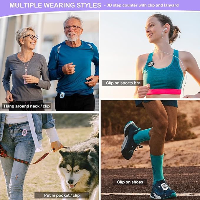 3D Step Counter Clip On with LED Backlight Pocket Pedometer for Walking Outdoor Activities Fitness Tracker Without Smartphone