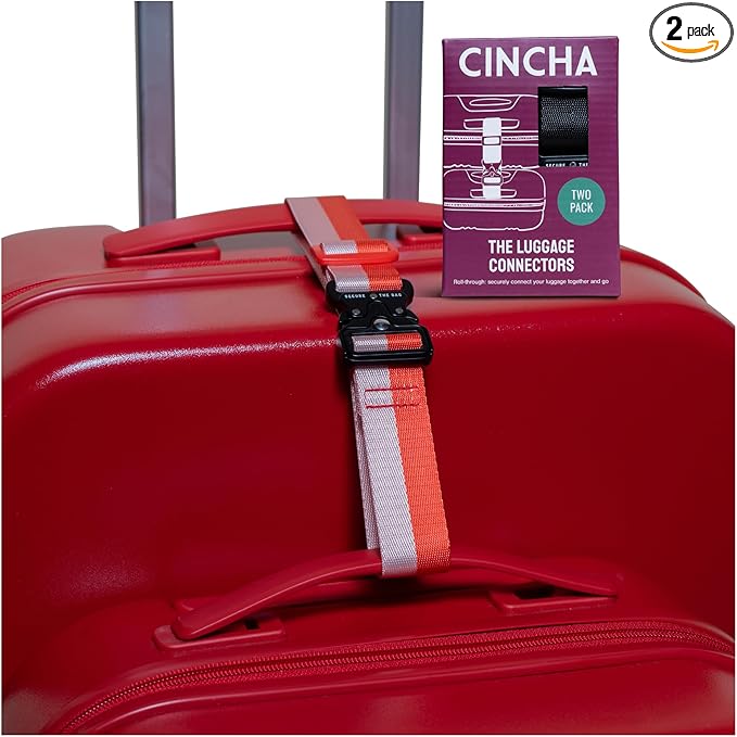 Cincha Add A Bag Luggage Strap Connectors - Connect Multiple Suitcases and Bags - Airport Travel Accessories - As Seen on Shark Tank - 2pcs (Flamingo)