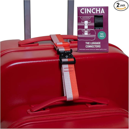 Cincha Add A Bag Luggage Strap Connectors - Connect Multiple Suitcases and Bags - Airport Travel Accessories - As Seen on Shark Tank - 2pcs (Flamingo)