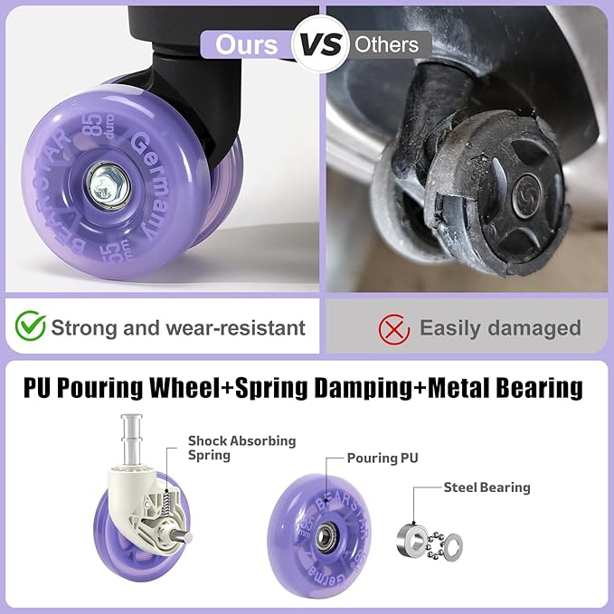 Aluminium Frame Checked-Luggage with Smooth Jelly Wheels, Hardside Zipperless Rolling Suitcase with TSA Lock (BlackPurple, 28-Inch)