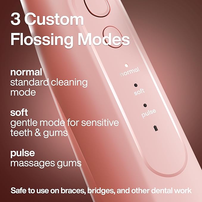 AquaSonic Icon Water Flosser for Teeth – Cordless Rechargeable Oral Irrigator – Waterproof, Portable Dental Cleaning with Jet Tip – Braces Home Travel - Blush