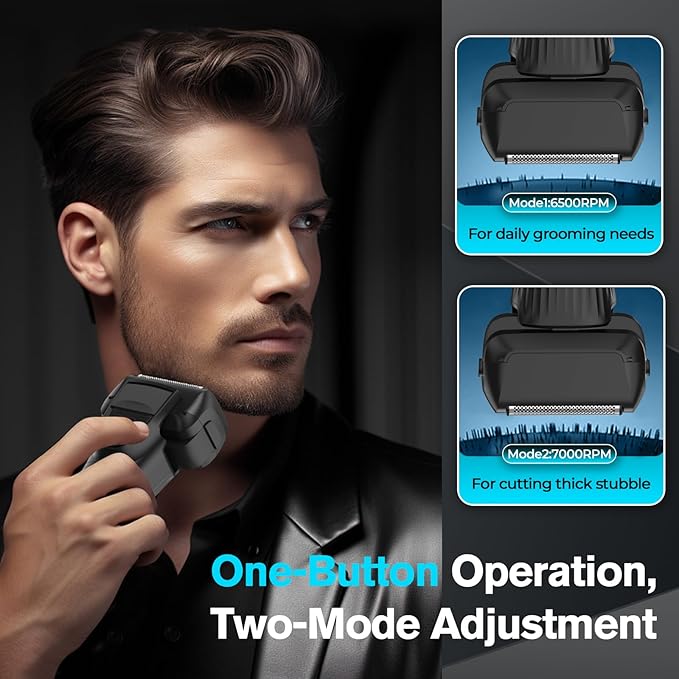 5-Blade Cordless Electric Razor for Men, 2-Speed Electric Shavers for Men Face, Close Shaving Men's Foil Shaver for Coarse Hair Wet/Dry USB-C Fast Charging &100 Min Runtime - Travel-Ready & Giftable