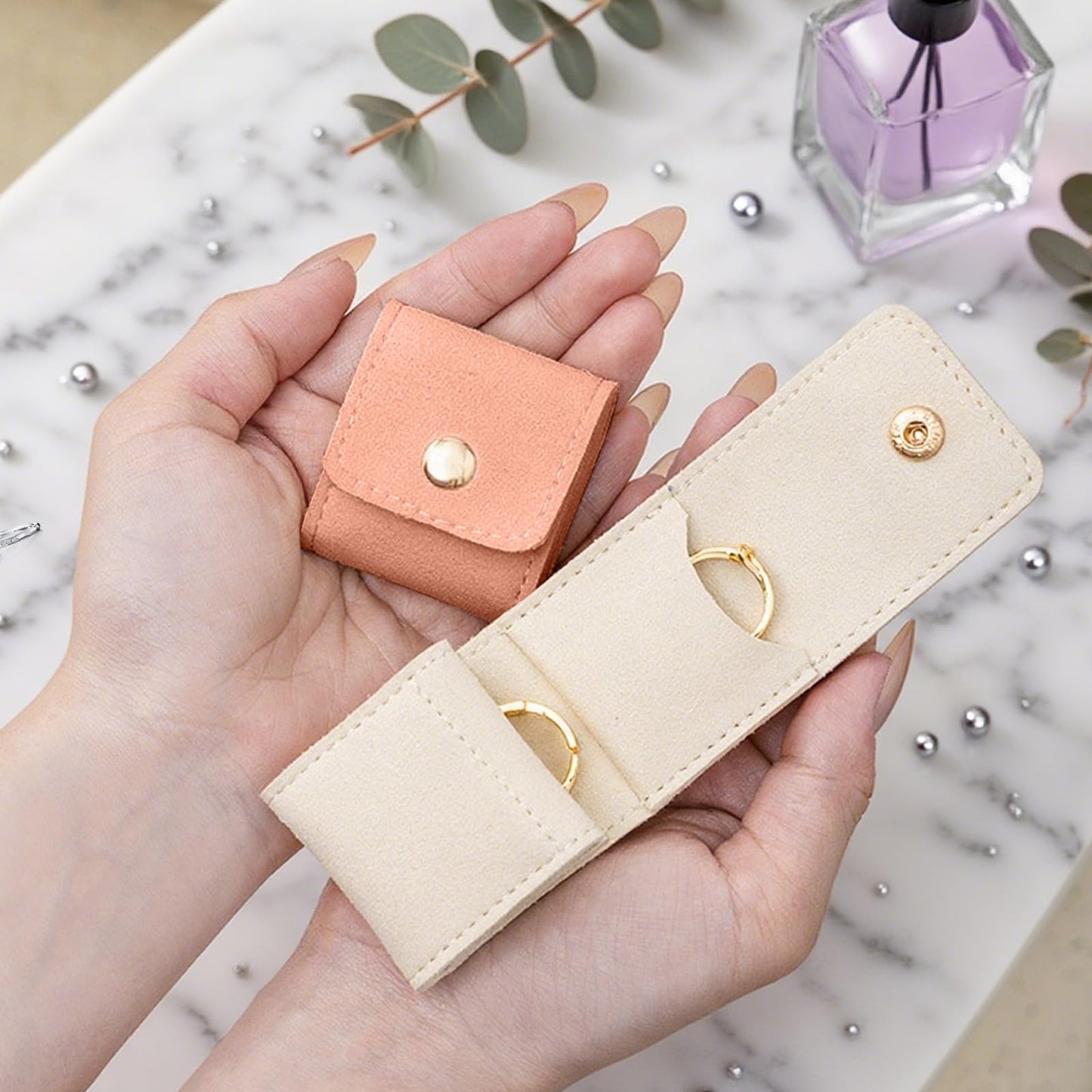 3PCS Mini Travel Jewelry Bag, Mini Travel Jewelry Roll Bag with Buckle,Portable Foldable Travel Jewelry Organizer Case,Small Jewelry Box for Earrings, Rings, Necklaces