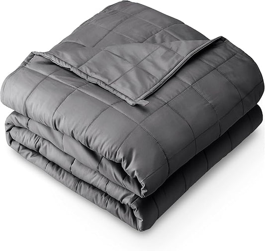 Bare Home Weighted Blanket Full or Queen Size 12lb (48" x 72") for Adults - All-Natural 100% Cotton - Premium Heavy Blanket Nontoxic Glass Beads (Grey, 48"x72")