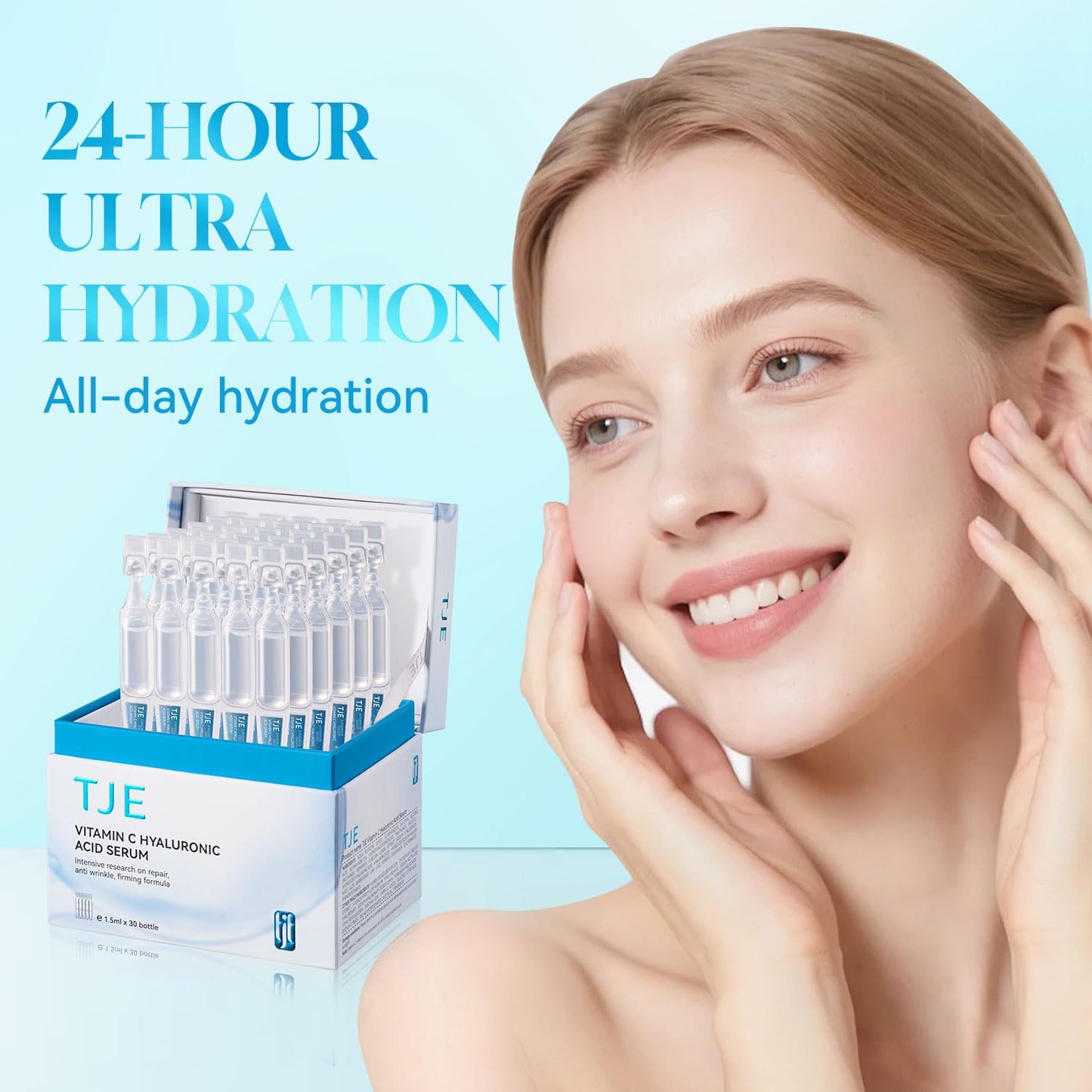 30 PCS Vitamin C Hyaluronic Acid Serum for Face, Ultra Hydrating Anti-Aging & Skin Firming Serum, Wrinkle-Reducing, Fast Absorbing, Deep Moisturizing