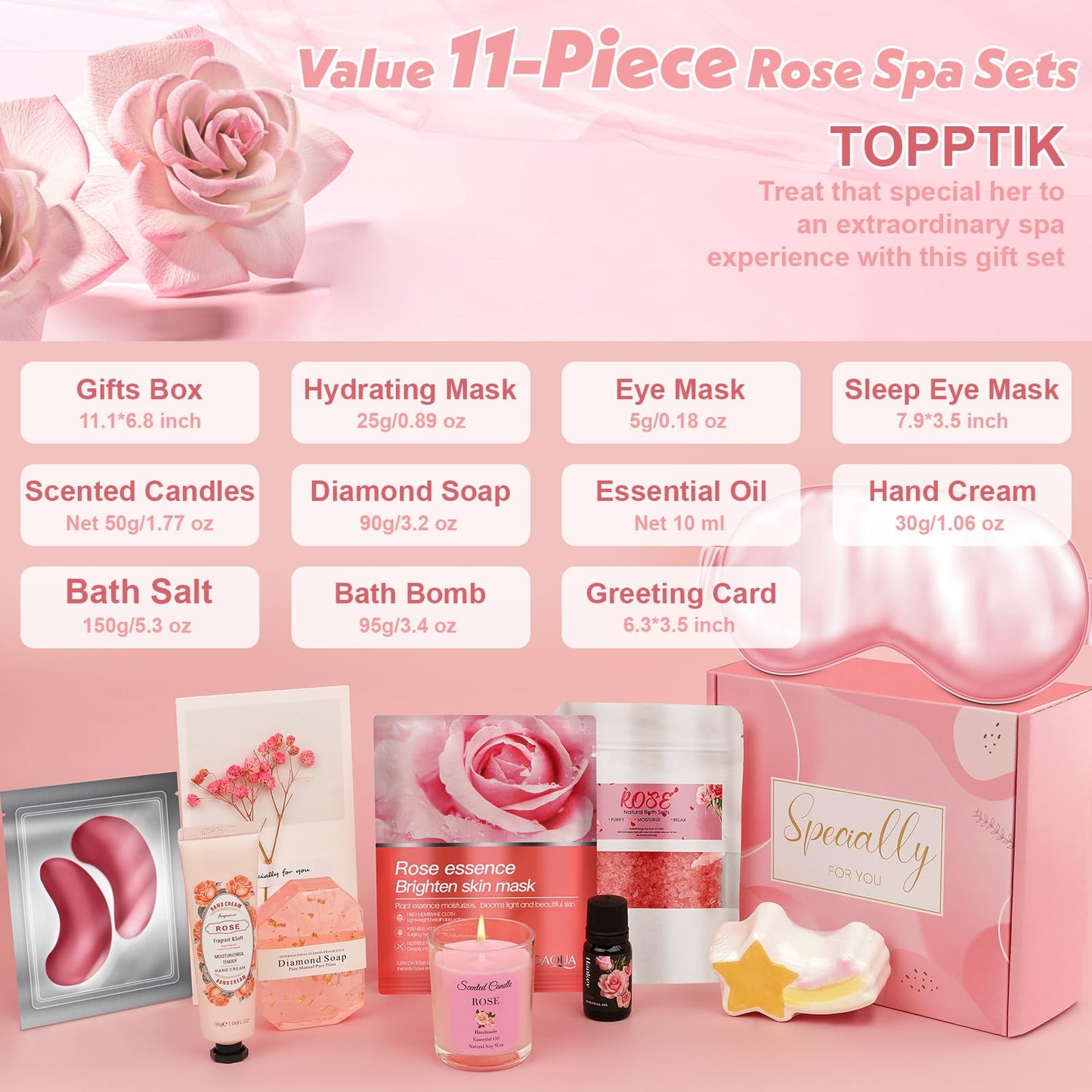 Birthday Gifts Basket for Women, Relaxtion Spa Set, Self Care Boxes for Her, Mother, Friend, Sister, Ideal Gifts for Valentine's and Mother's Day (pink)