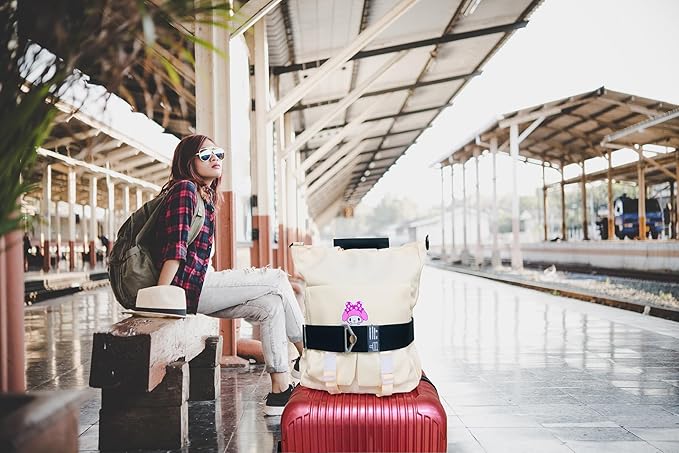 2-in-1 Travel Belt for Luggage Over Handle, Luggage Belt for Carry on Bag, Suitcase Straps, Add a Bag Bungees Luggage Straps Adjustable with Alloy Buckle,Hands-Free for Airport (Black, 1 Pack)