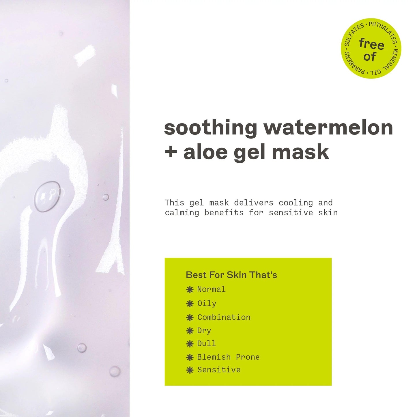 Freeman Soothing Watermelon & Aloe Gel Facial Mask, Hydrates, Nourishes, & Soothes Irritated Skin, Cooling, Calming Gel Face Mask, For Sensitive & Break-Out Prone Skin, 6 fl.oz. Tube, 1 Count