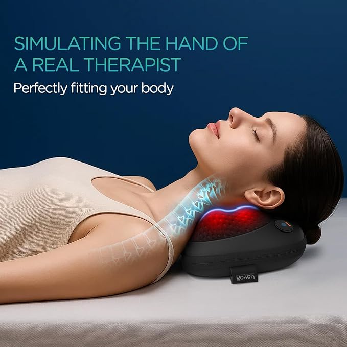 VOYOR-Health Shiatsu Neck and Back Massager with Heat - 3D Kneading Deep Tissue Massage Pillow for Lower Back, Shoulder, Calf, Foot, Use at Home, Office YZ101 (Dark Black)