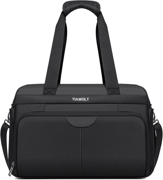 Carry-On Luggage Bag Travel Duffel Personal Item Bag Carry-On UnderSeat Travel Tote Overnight Weekender Bag Expandable Duffel Underseat Bag with Adjustable Strap, Black