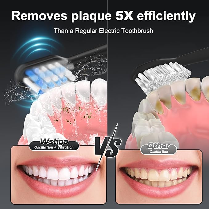 2025 New Sonic Electric Toothbrush for Adults - Vibration 60,000 VPM & 73° Oscillation Rechargeable Electric Toothbrush, 50+ Days Battery Life, 3 Modes, 2-Minute Timer, 3 Brush Heads, Black