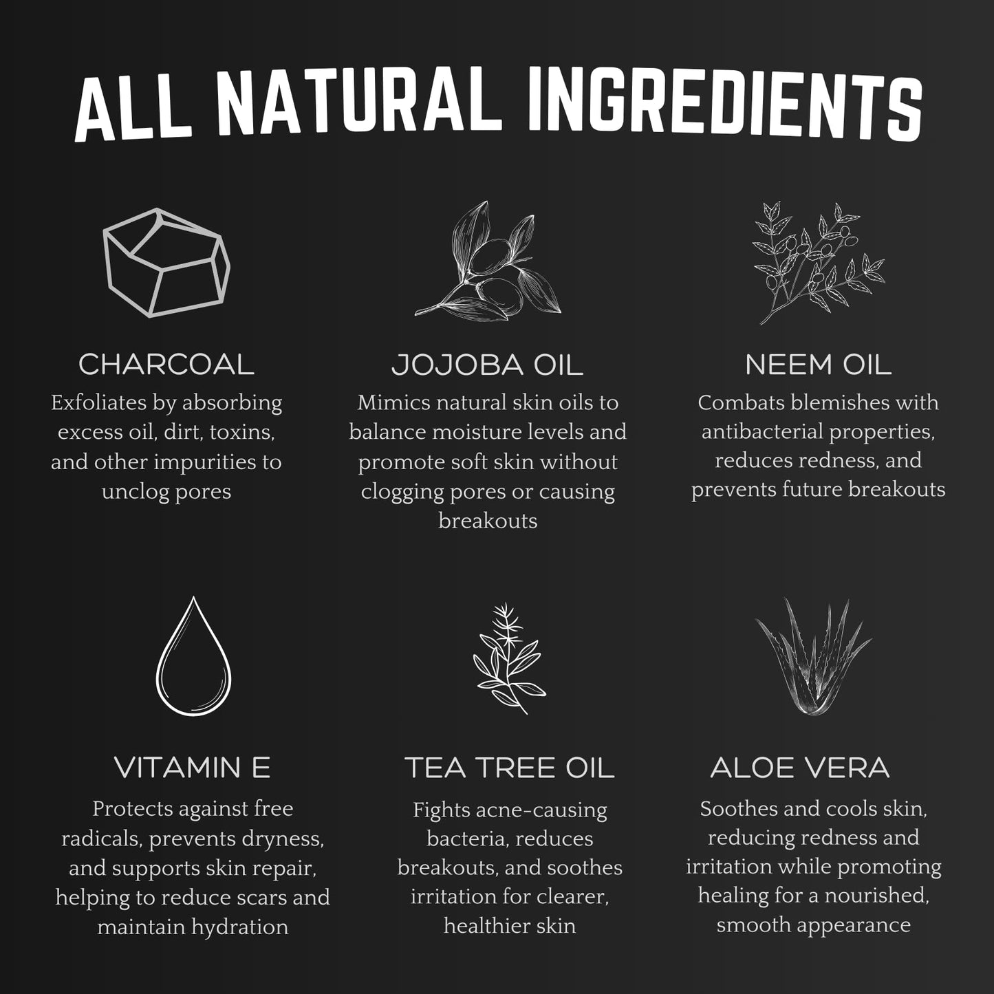 Bacne Wash: All Natural Back Acne Treatment with Charcoal, Jojoba Oil, Tea Tree Oil, Neem Oil, Aloe Vera, and Vitamin E - Body Acne Wash for All Skin Types