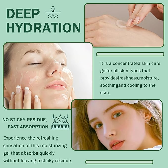 2PCS Moisturizing Gel for Face & Body,Non-sticky Gel After Sun Aloe Lotion Skin Care,Fast Absorbing Long Lasting Refreshing Hydrating Face Moisturizer for All Skin Types 010